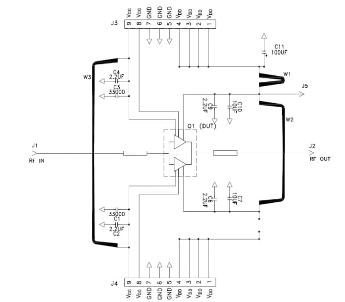 계통도 - MACOM CMPA1C1D080F-AMP 평가 보드